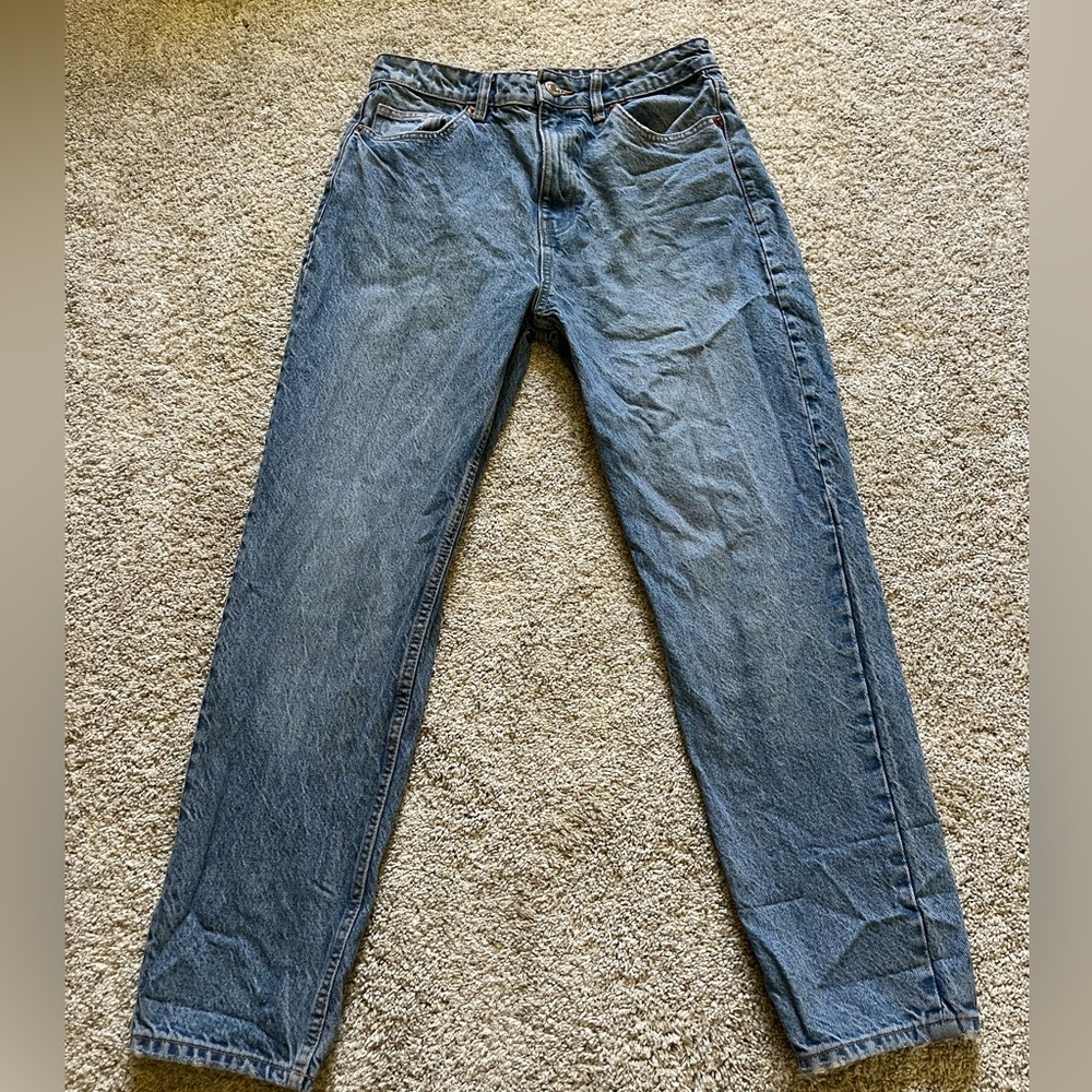 Zara Women’s Straight Leg Classic Fit Jeans Size 8 Blue High Waisted Denim Pants